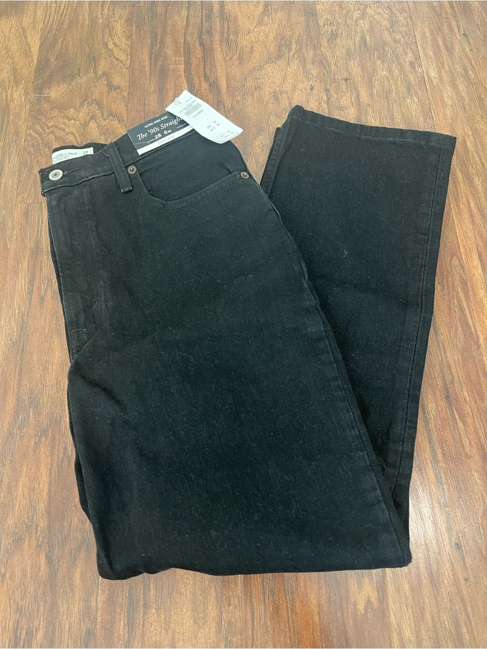 Abercrombie 90s Straight Ultra High Rise Curve Love Jeans Black NWT 28 6XS